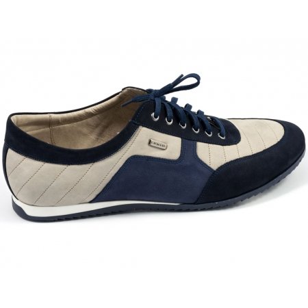 Półbuty Lavaggio 487 beżowo granatowo zamsz