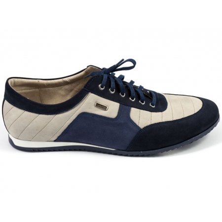 Półbuty Lavaggio 487 beżowo granatowo zamsz