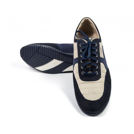 Półbuty Lavaggio 487 beżowo granatowo zamsz