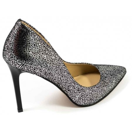 Czółenka Arturo Vicci 3700 Silver Lace 643 - srebrno czarne lico