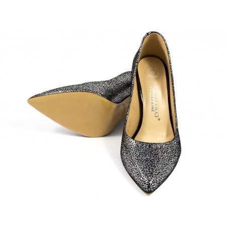 Czółenka Arturo Vicci 3700 Silver Lace 643 - srebrno czarne lico