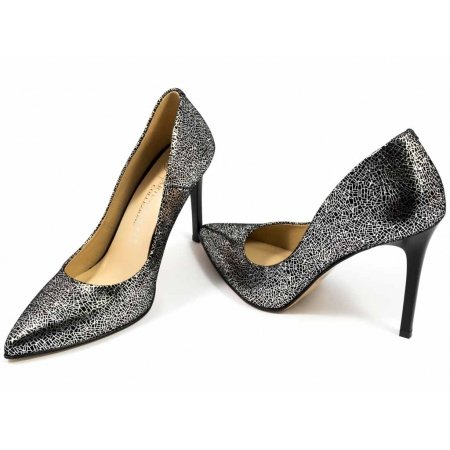 Czółenka Arturo Vicci 3700 Silver Lace 643 - srebrno czarne lico