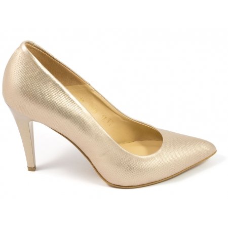 Czółenka Arturo Vicci 3900 Oro Metal 529/Len - złote lico